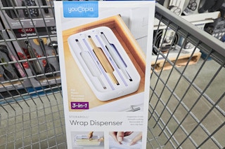 storaroll wrap dispenser in a cart