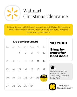 Walmart Christmas Clearance schedule in December 2026