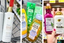 collage image of dove, garnier, ogx, and maui moisture shampoo