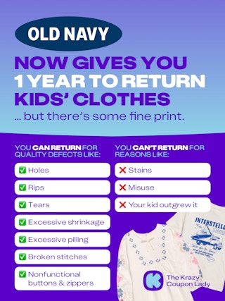 Old navy kids clothes return policy new