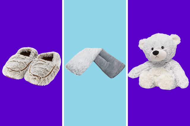 Score $7 Microwavable Warmies Slippers and Neck Wraps + $15 Plushes card image