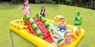 Children playing in an Intex fruity pool