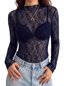 BTFBM Women's Lace Long Sleeve Top