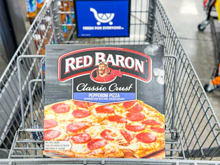 red baron pizza in shopping cart