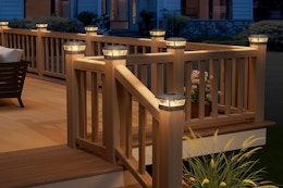 Outdoor Solar Fence Post Light 12-Pack, $27.64 on Amazon card image