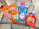 bounce downy tide laundry items in walgreens cart