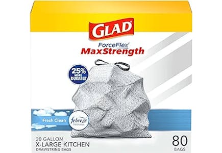2 Glad ForceFlex Plus Trash Bags