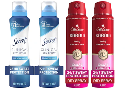 2 Secret + 2 Old Spice Sprays