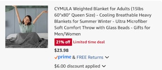 Weighted Blanket Amazon receipt