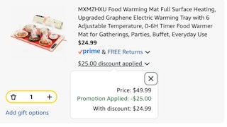 warming mat Amazon receipt