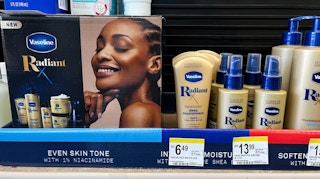 shot of product line display on store shelf