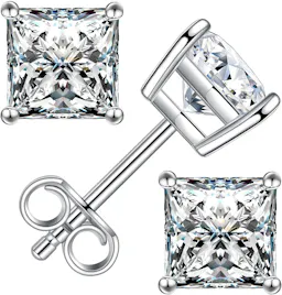 Princess Cut Moissanite Stud Earrings