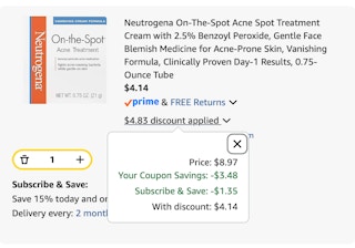 Neutrogena acne treatment Amazon receipt
