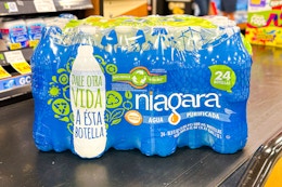 niagara bottled water on register belt