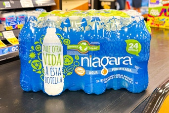 niagara bottled water on register belt