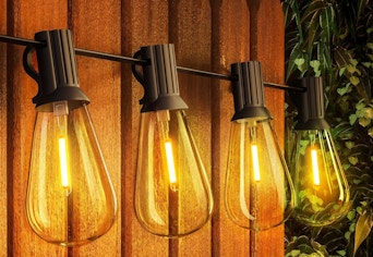 string lights on fence