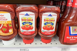 red gold ketchup on shelf at meijer