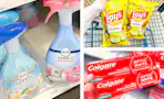 collage with febreze, colgate, and lay's products