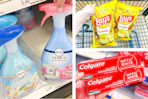 collage with febreze, colgate, and lay's products