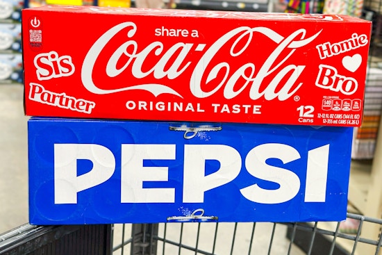 pepsi coca-cola soda 12-packs in shopping cart
