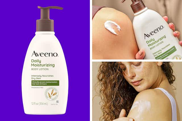 Get a 12-Ounce Bottle of Aveeno Body Lotion for Under $5 on Amazon card image