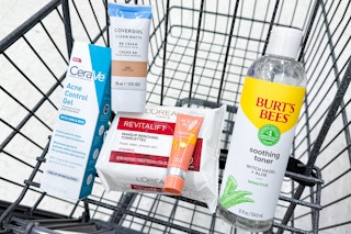 shopping cart with beauty items