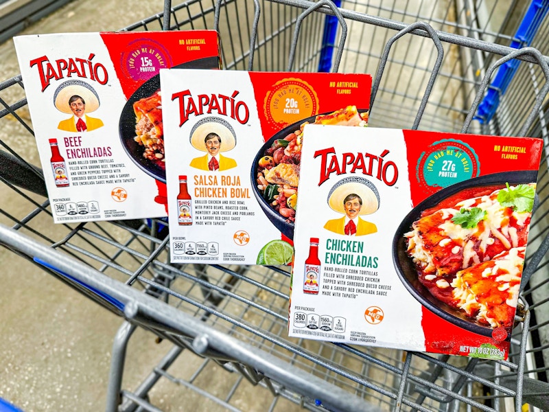 three tapatio frozen meals in walmart cart