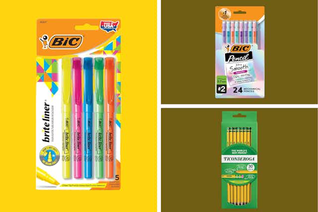 Amazon Deals on School Supplies: Ticonderoga, Elmer's, Bic, and More on Sale card image
