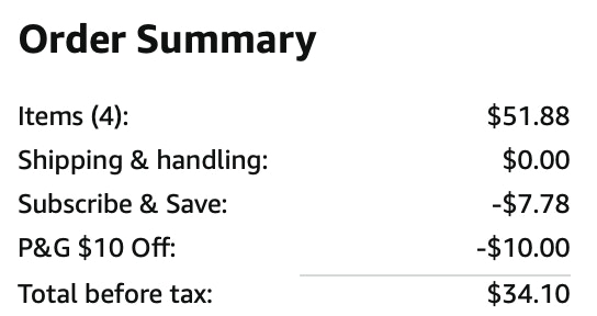 Tide pods Amazon receipt