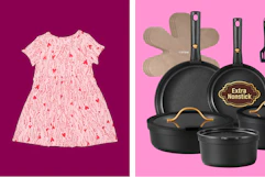 toddler dress and black Carote cookware