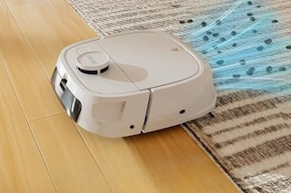 robot vacuum on hardwood floor