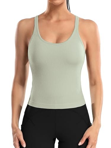 Women's Ribbed Workout Crop Tank Top