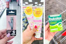 collage image of nail clippers, burts bees toothpaste, and dulcolax