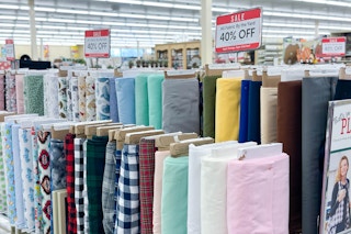 Fabric by the yard at 40% off at Hobby Lobby