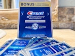 crest whitestrips on bathroom counter