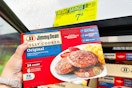 hand holding a box of jimmy dean sausage patties