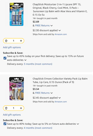 Chapstick Amazon receipt