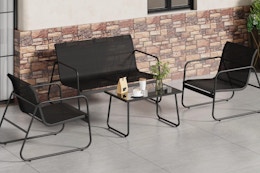 GarveeLife 4Pcs Textilene Conversation Set on a concrete patio.