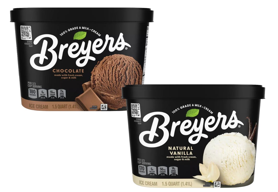 2 Breyers Ice Cream Tubs