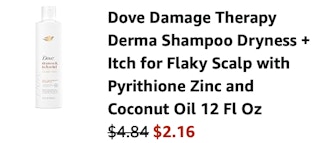 Dove shampoo Amazon receipt
