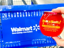 Buzz Ballz Chillers held over Walmart shopping basket