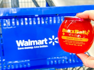 Buzz Ballz Chillers held over Walmart shopping basket