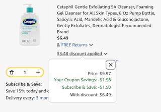 Cetaphil fash wash Amazon receipt