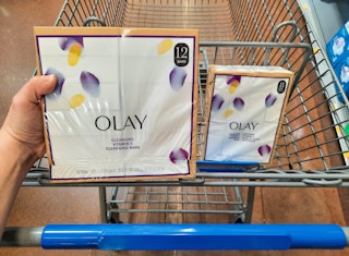 Two Olay Cleaning Bar products in Walmart shopping cart