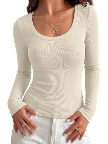 KIRUNDO Women's Ribbed Long Sleeve Top