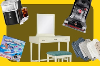 ice maket, Hoover carpet cleaner, Carter's onesies, Room Essentials vanity, Lilo & Stitch game