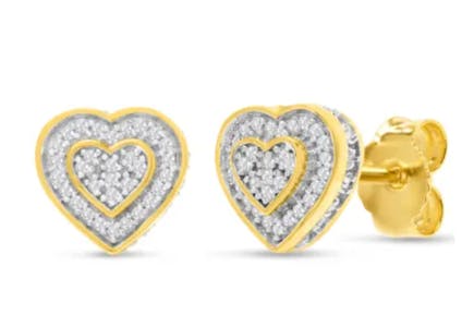 Diamond Heart Stud Earrings