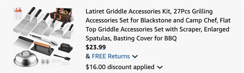 griddle accessories Amazon receipt