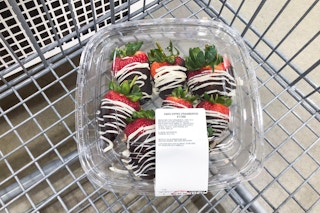 costco hand dipped chocolate strawberries in cart