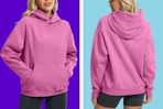 front and back of pink oversized hoodie